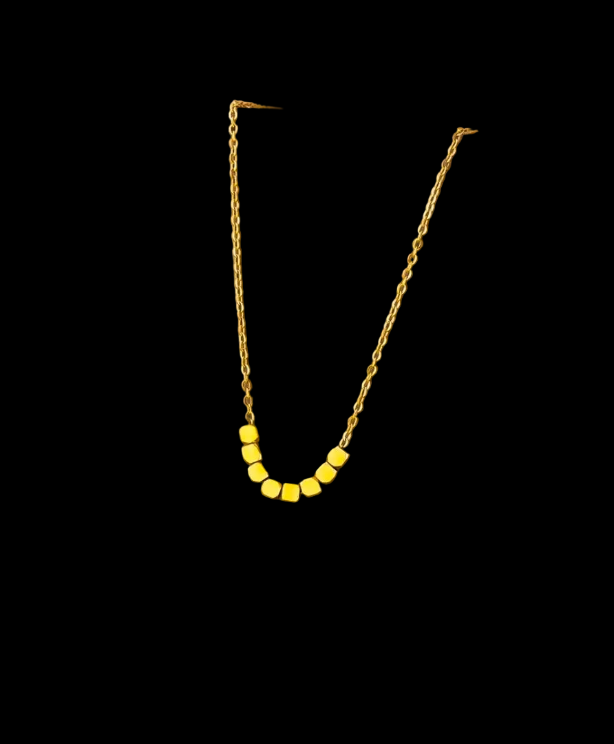 Gold Eight Geometric Block Pendant Necklace