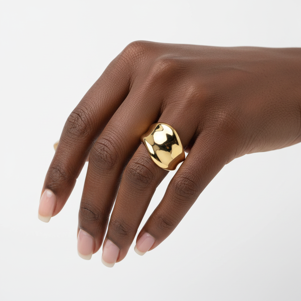 Gold Wide Wave Flow Open Ring