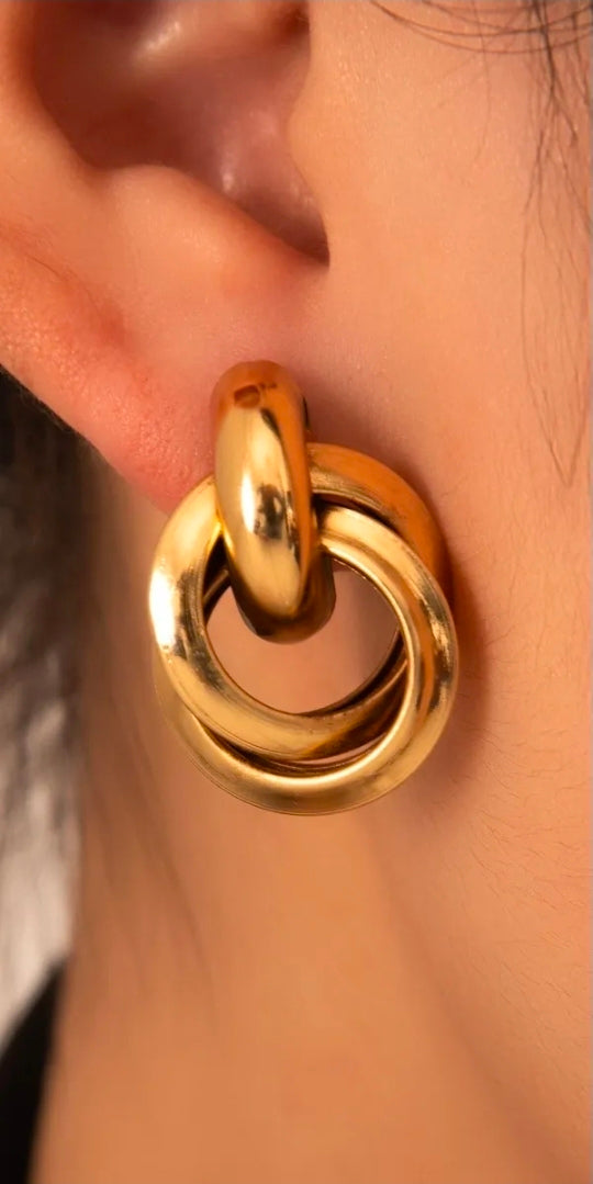 Gold Triple Nested Hoop Earrings