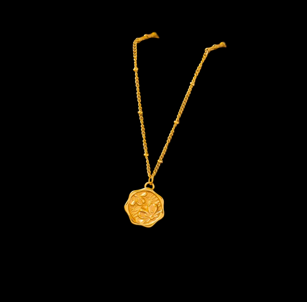 Plum Blossom Relief Pendant Gold Plated Stainless Steel Necklace For Women Fashion Jewelry Minimalist