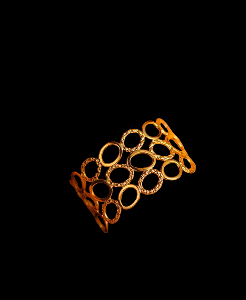Adjustable Hollow Wide Cuff Bracelet For Women Gold plated