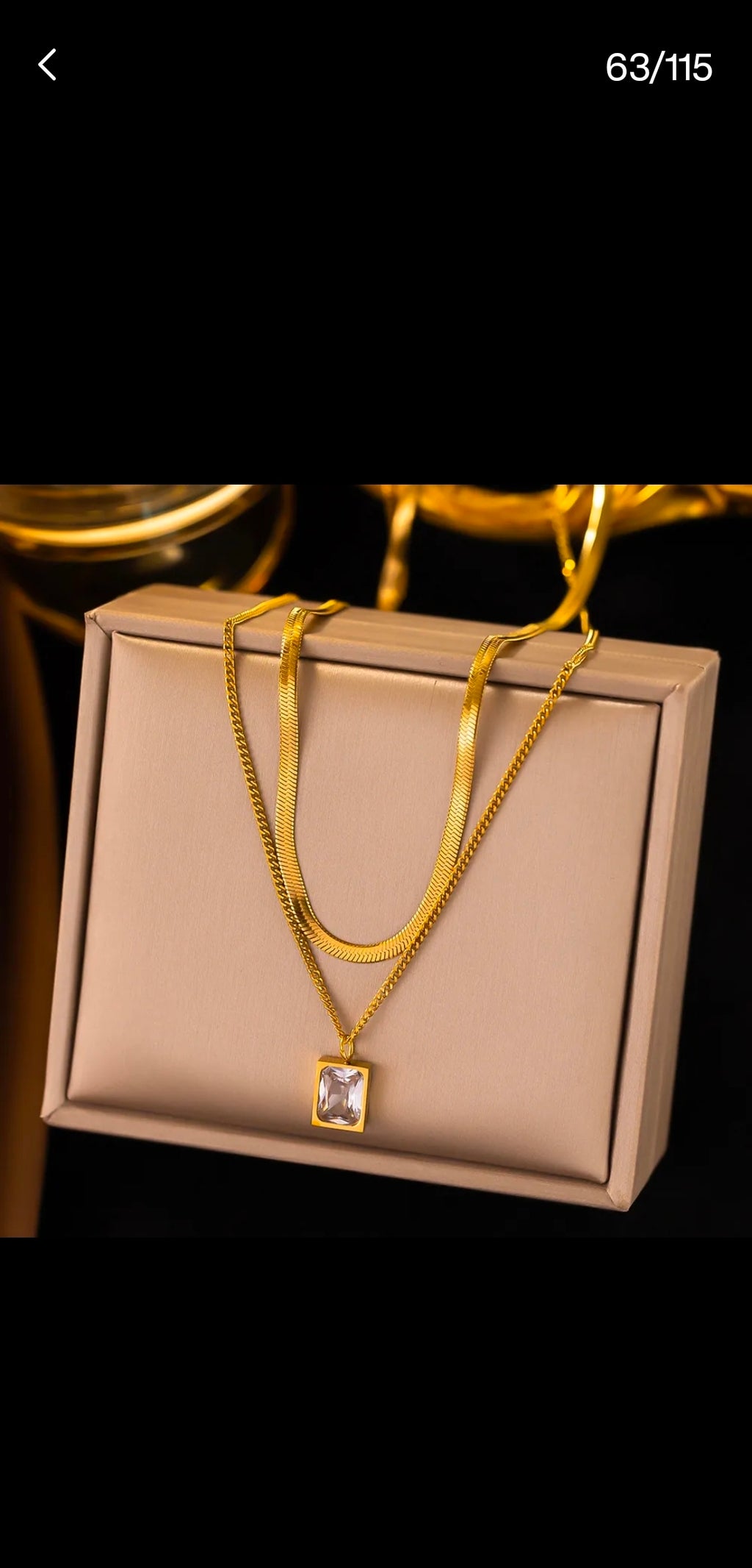 White Stone Gold Plated Stainless Steel Necklace For Women Fashion Jewelry Minimalist
