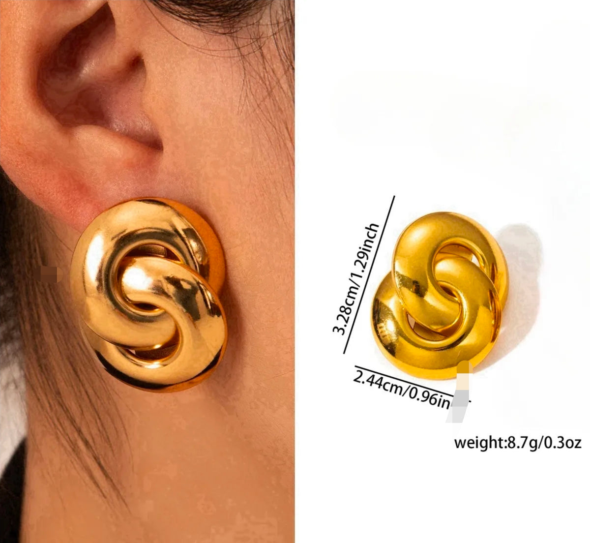 Gold Chunky Hoop Stud Earrings