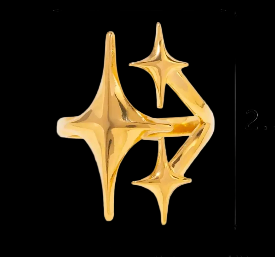 Gold Geometric Starburst Open Ring