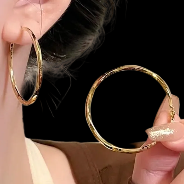 Golden Twisted Hoop Earrings For Women