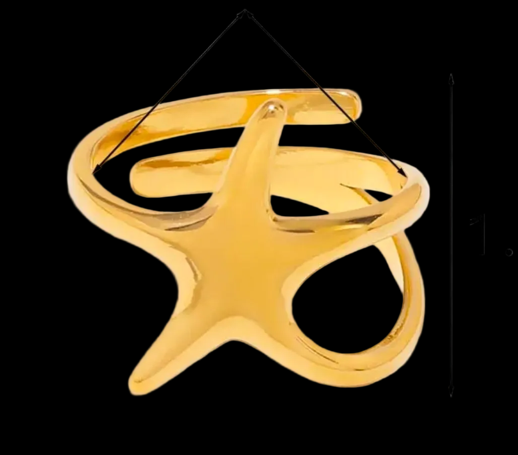 Gold Starfish Open Ring