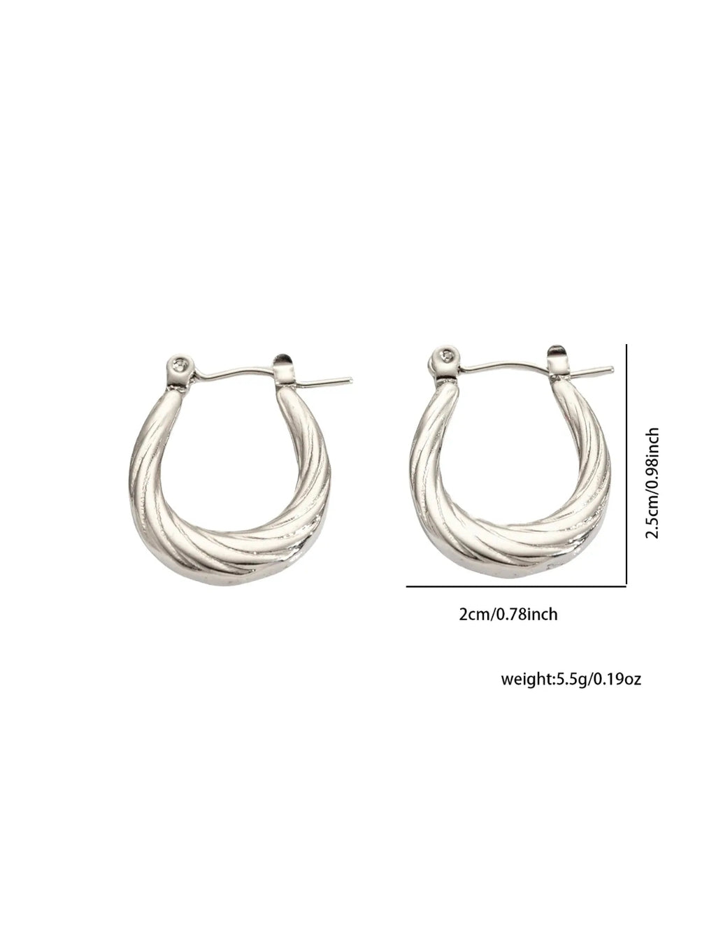Silver Spiral Twisted Hoop Earrings