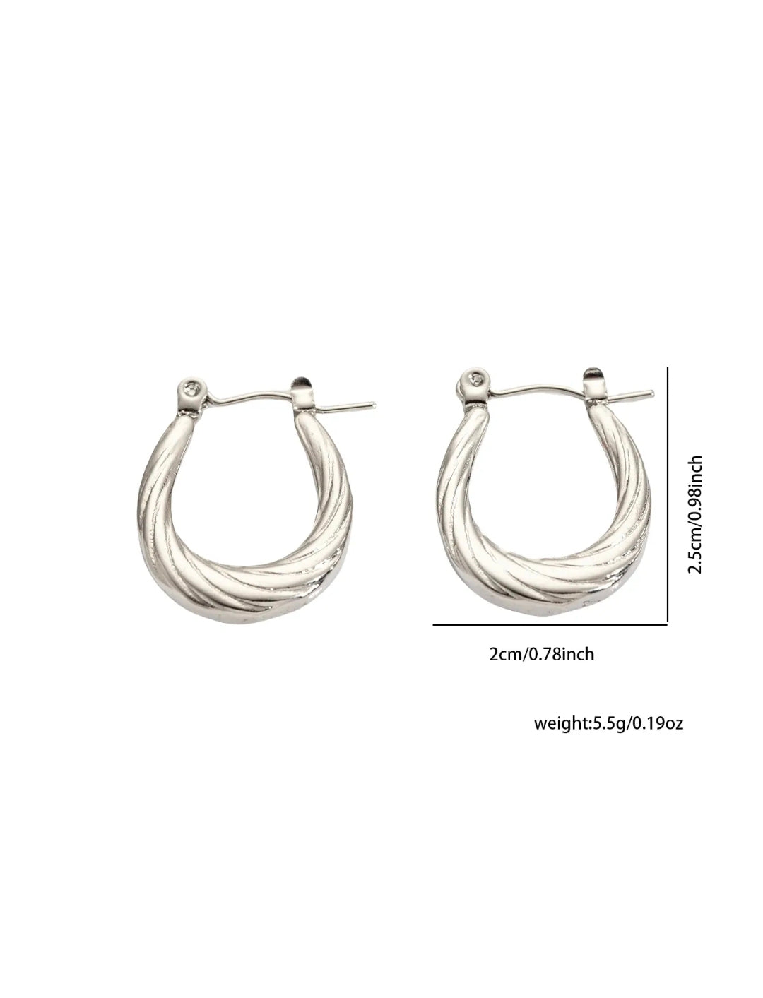 Silver Spiral Twisted Hoop Earrings