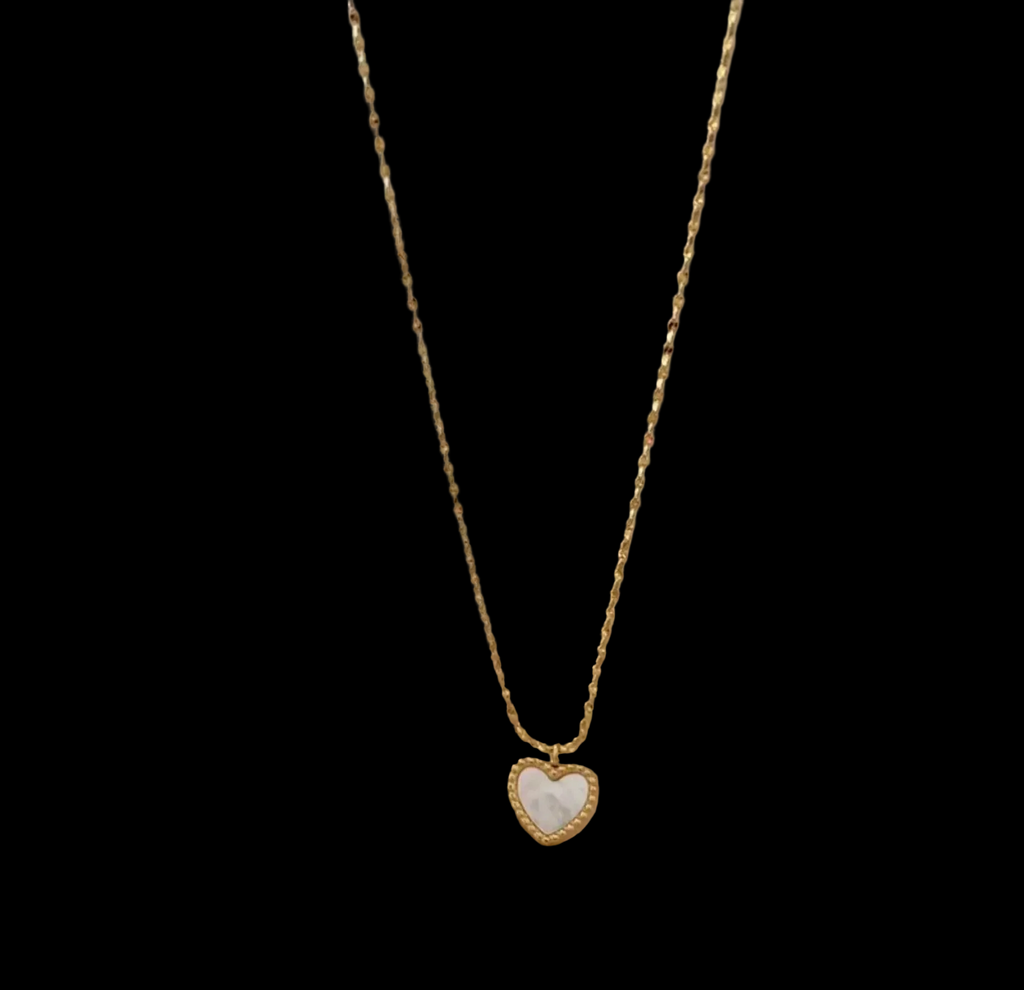 Mother of Pearl Heart Gold Plated Stainless Steel Necklace For Women Fashion Jewelry Minimalist