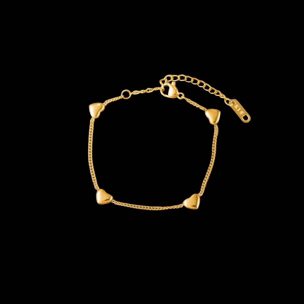 Titanium Steel 18K Gold Plated 
Bracelet For Women Fashion Luxury 
Stainless Steel Heart Butterfly Shell 
Rhinestone Charm Bracelet Jewelry Gift