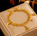 Gold Double Layer Butterfly Bracelet