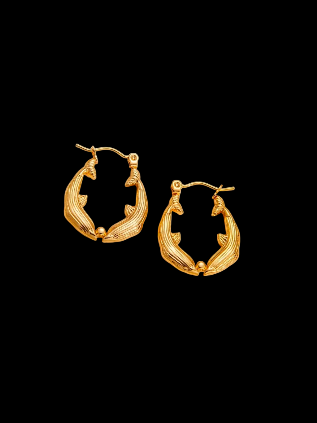 Gold Fish-Shape Dolphin Hoop Earrings