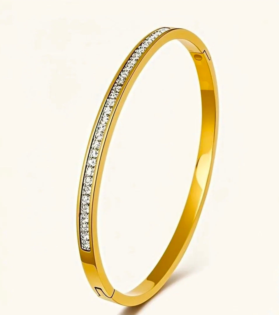 Cubic Zirconia Row Bangle Gold plated Luxury