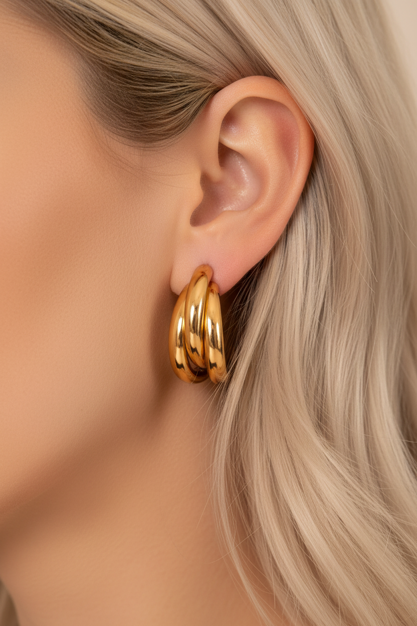 Gold Multi-Hoop Crisscross Earrings
