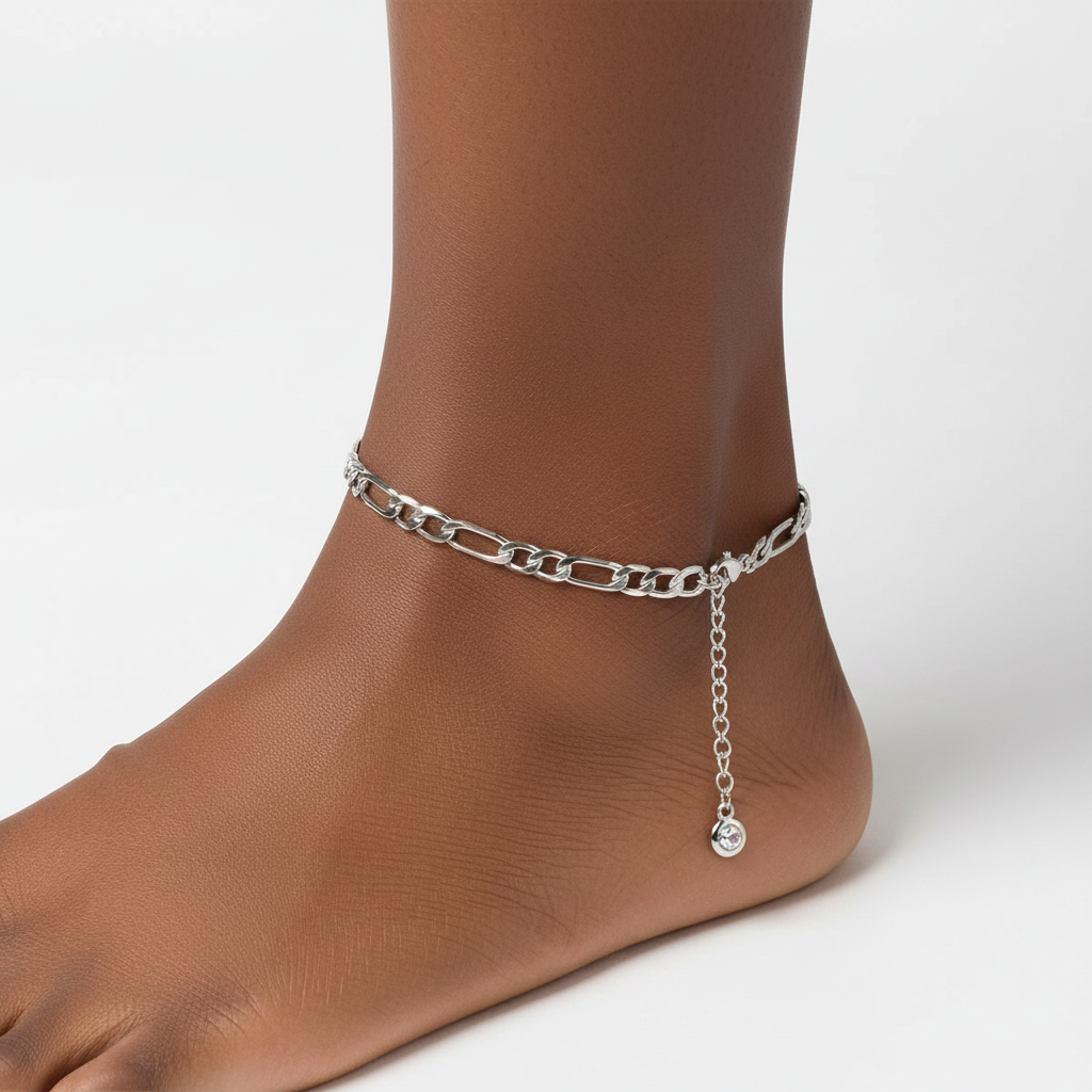 Figaro Chain Anklet Women 
Titanium Steel 18K Gold Plated 
Adjustable Leg Chain Colorful Zircon 
Charm Jewelry Gift