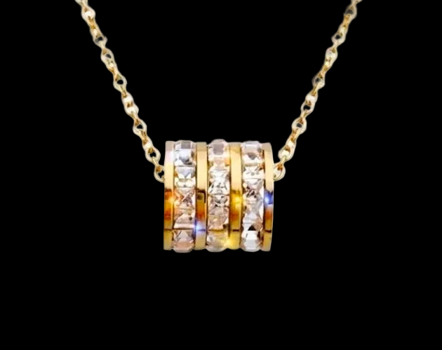 Cylindrical Pendant Gold Plated Stainless Steel Necklace For Women Fashion Jewelry Minimalist