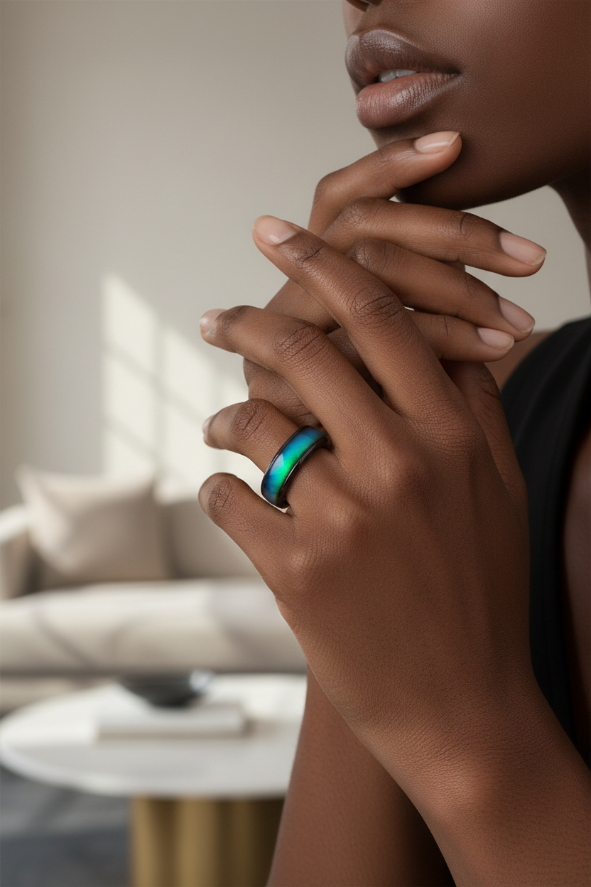 Minimalist Stainless Steel Mood 
Ring For Women Men Temperature Color 
Changing Band Ring Fashion Jewelry 
Unisex Finger Ring