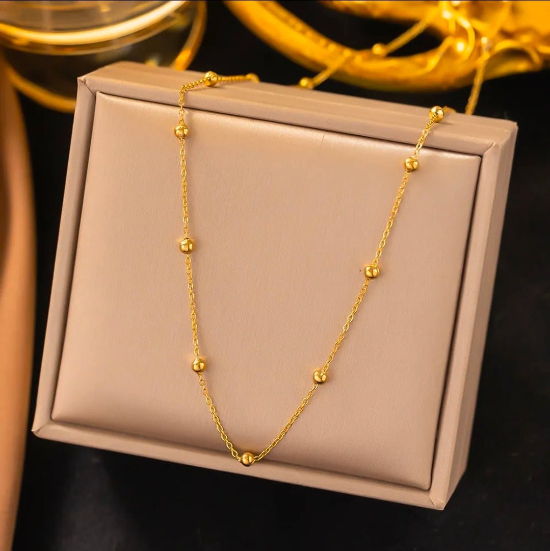 Bead Chain Gold Plated Stainless Steel Necklace For Women Fashion Jewelry Minimalist