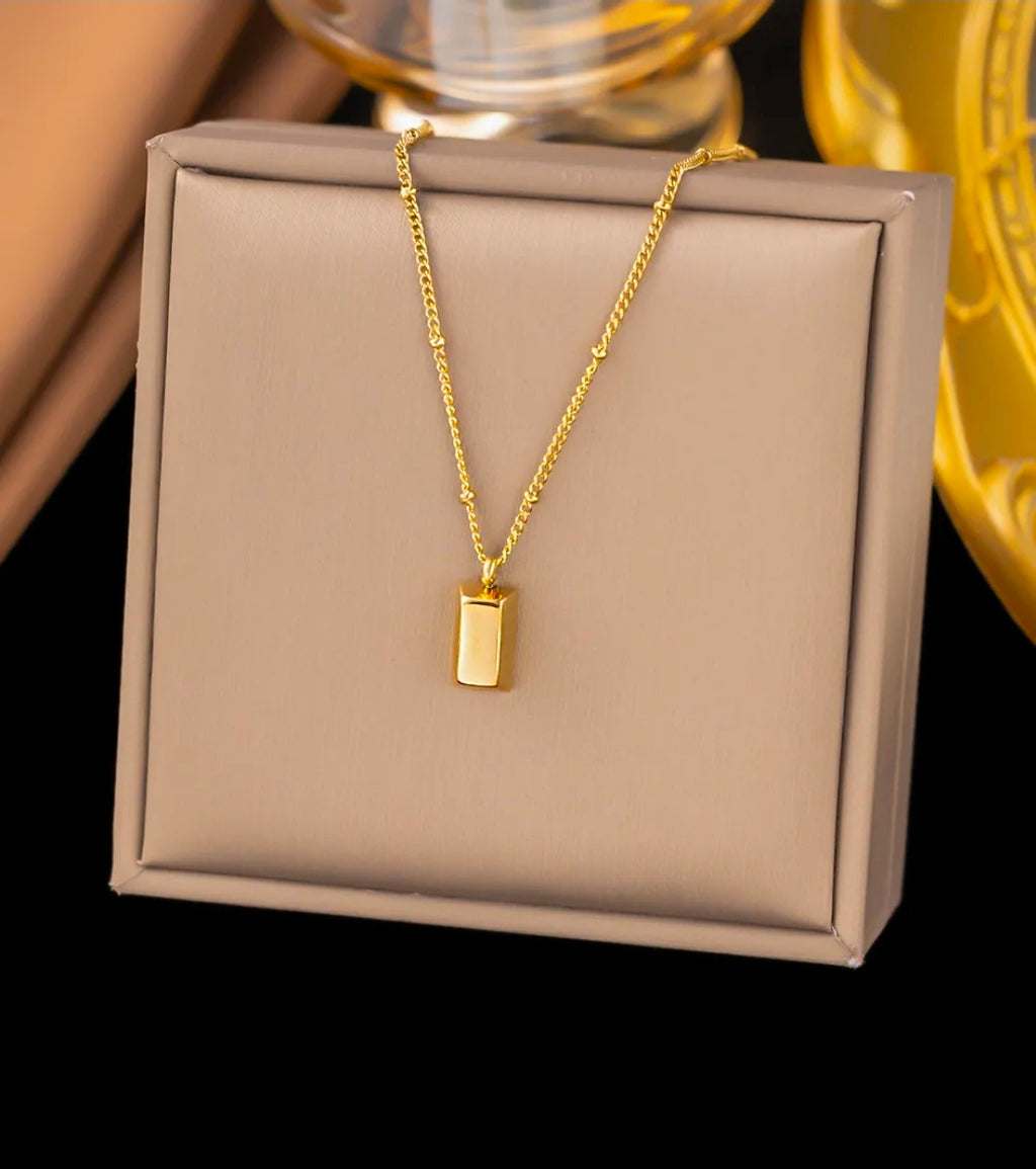 Polished Gold Bar Gold Plated Stainless Steel Necklace For Women Fashion Jewelry Minimalist
