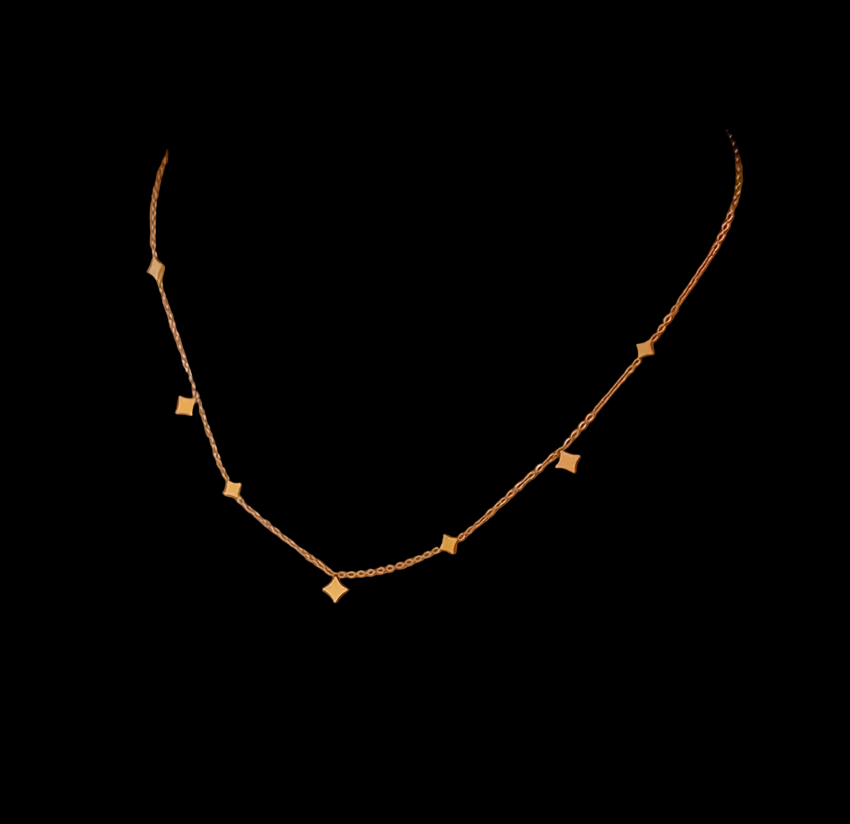 Multi- Rhombus Small Plate Gold Plated Stainless Steel Necklace For Women Fashion Jewelry Minimalist
