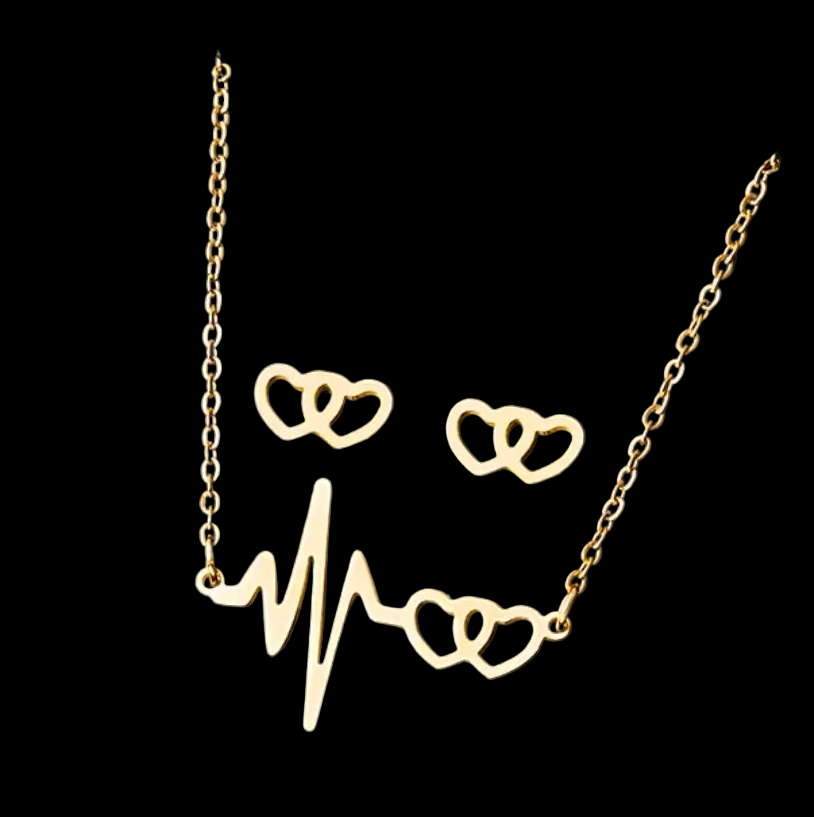 Heart Intertwined Style Fashion Jewelry Necklace And Earrings For Women 304 Stainless Steel Gift Set