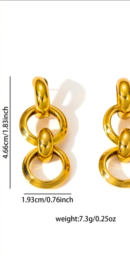 Gold Three-Tier Dangle Earrings