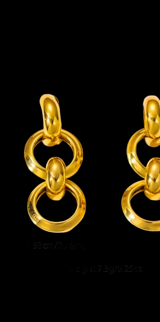 Gold Three-Tier Dangle Earrings