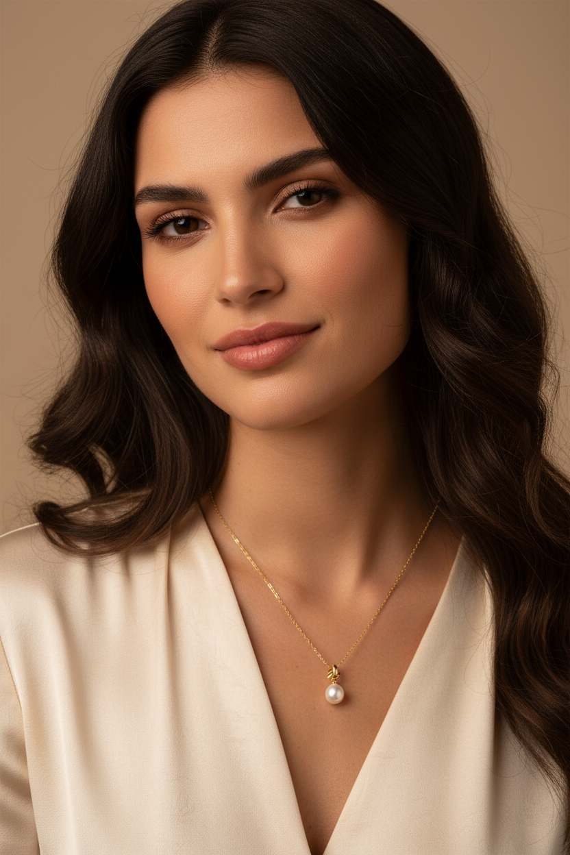 Pearl Gold Plated Stainless Steel Necklace For Women Fashion Jewelry Minimalist
