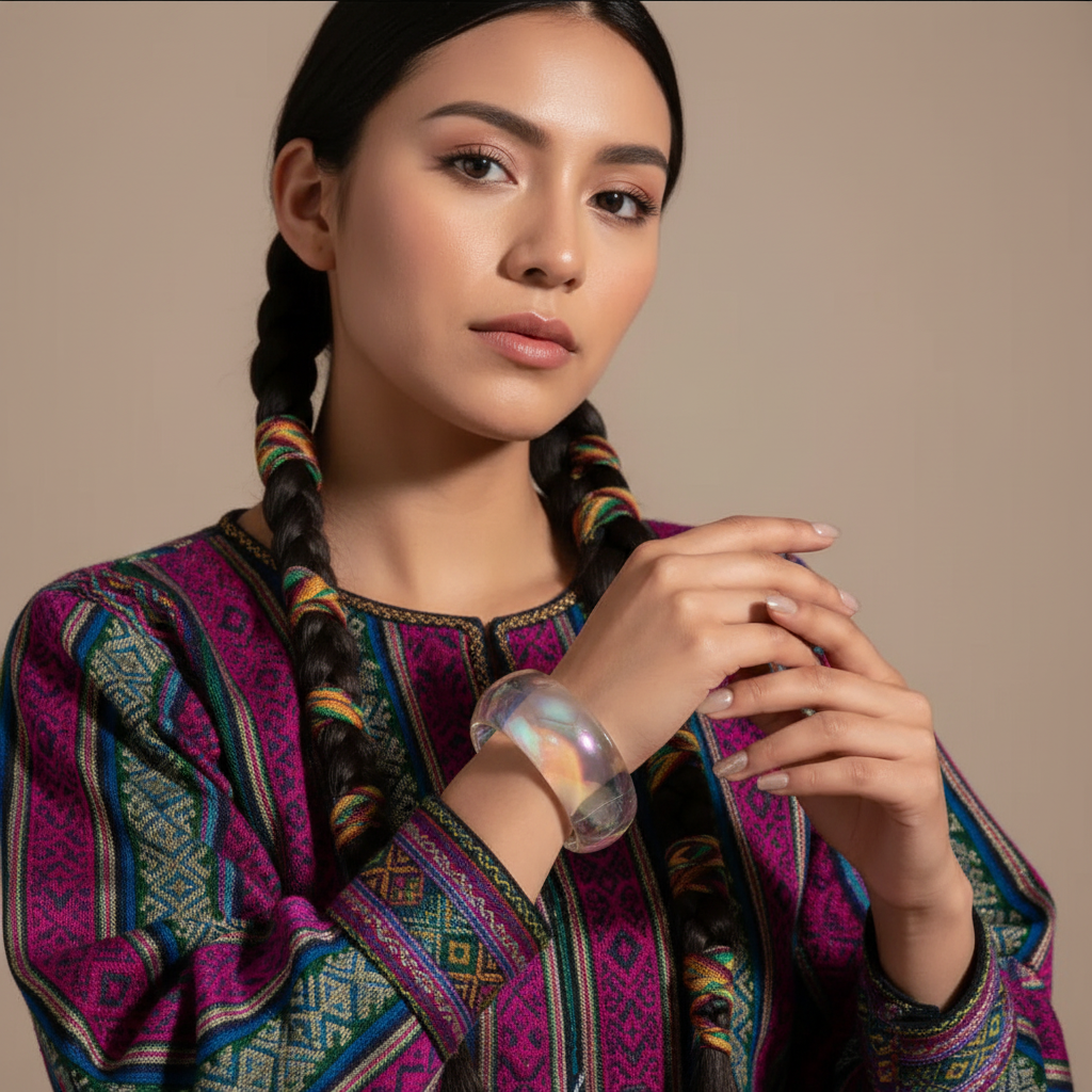 Iridescent Aurora Double Layer Bangle