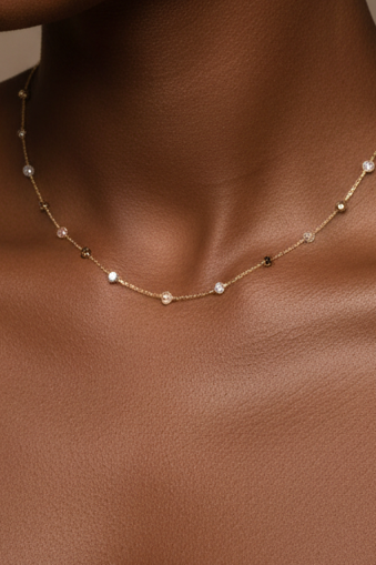 Colorful Beads Gold Plated Stainless Steel Necklace For Women Fashion Jewelry Minimalist