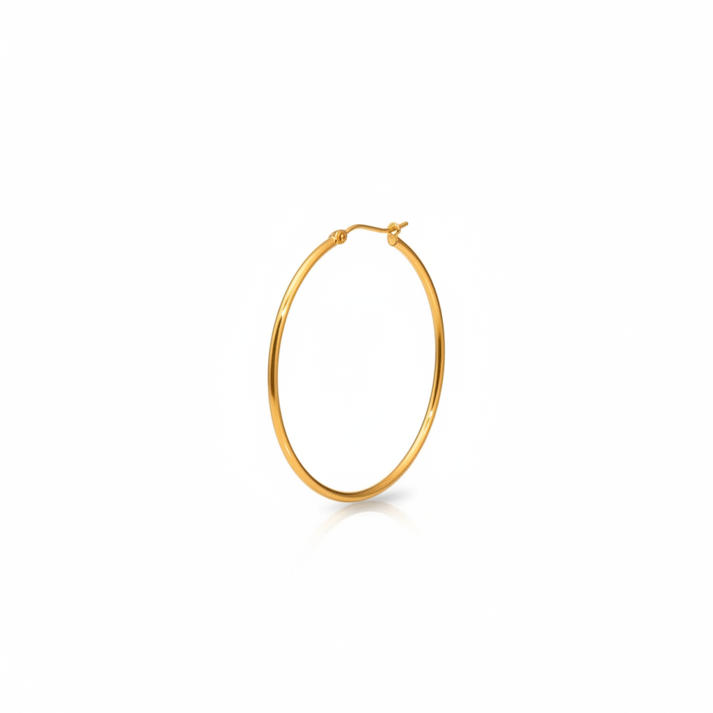 Large Hoop Earrings Minimalist 
Round Circle Stainless Steel 18K Gold 
Plated Fashion Jewelry For Women