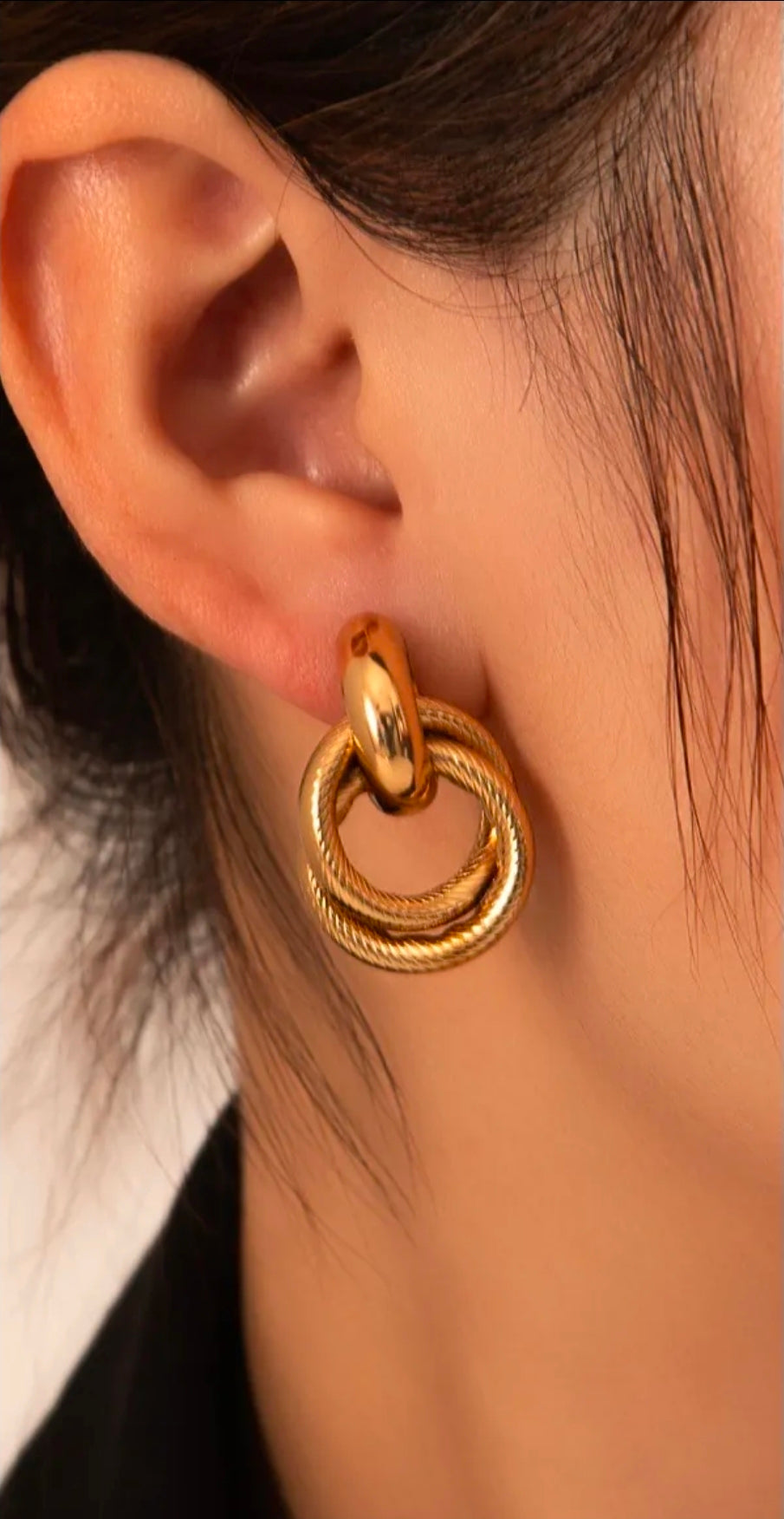 Gold Textured Double Hoop Earrings
