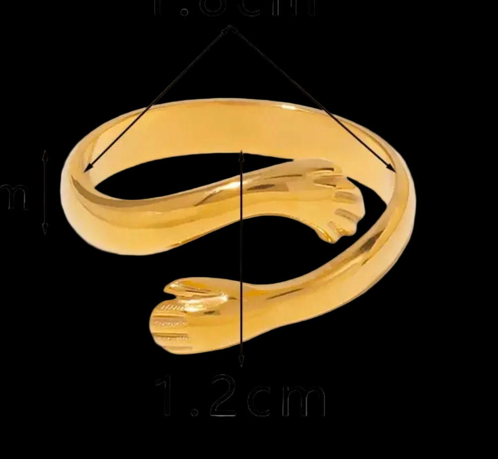 Gold Hugging Hands Open Ring