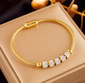 Gold Rhinestone Pave Slider Bangle