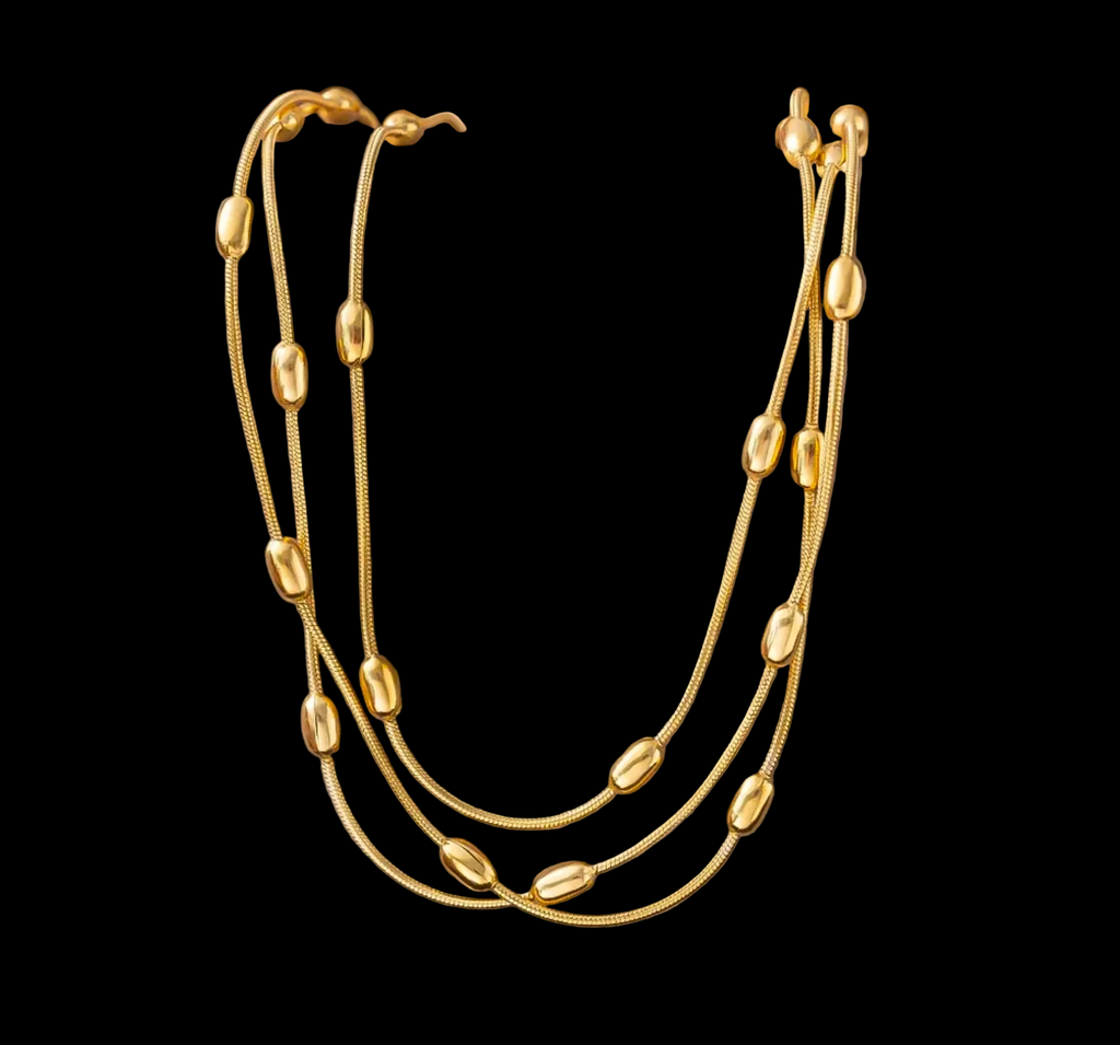 Oval Bead Snake Style Gold Plated Stainless Steel Necklace For Women Fashion Jewelry Minimalist