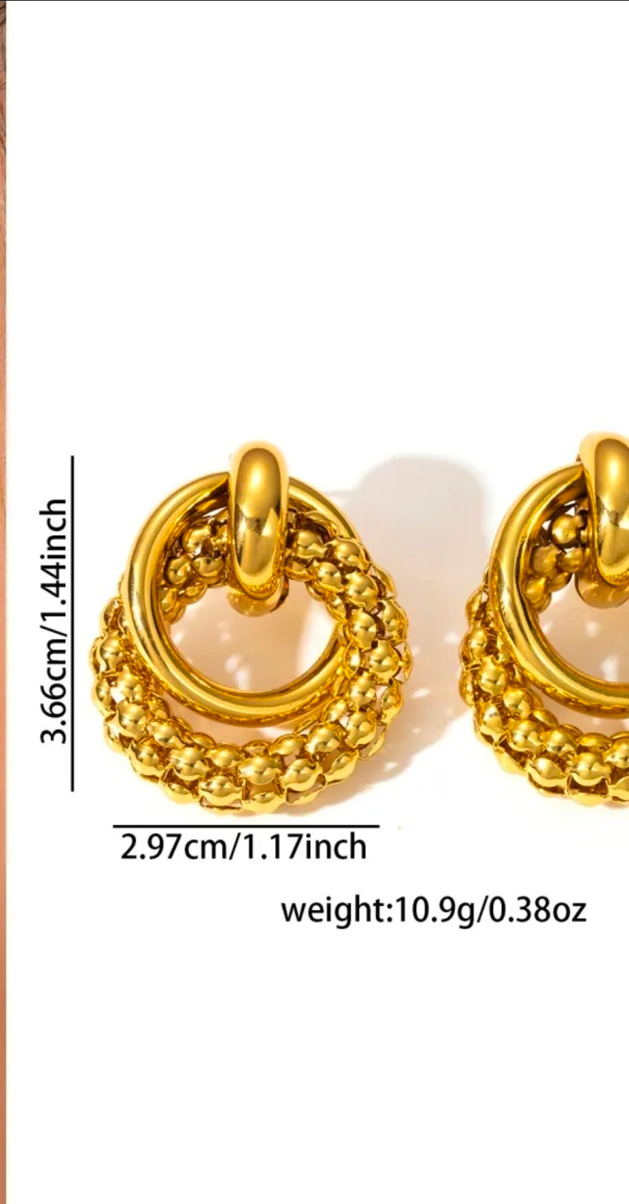 Gold Nested Beaded Texture Earrings