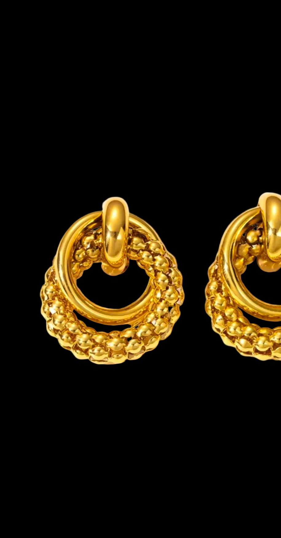 Gold Nested Beaded Texture Earrings