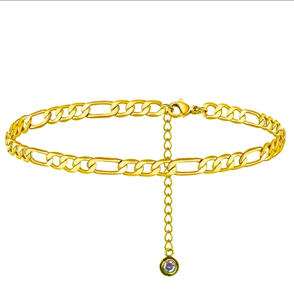 Figaro Chain Anklet Women 
Titanium Steel 18K Gold Plated 
Adjustable Leg Chain Colorful Zircon 
Charm Jewelry Gift