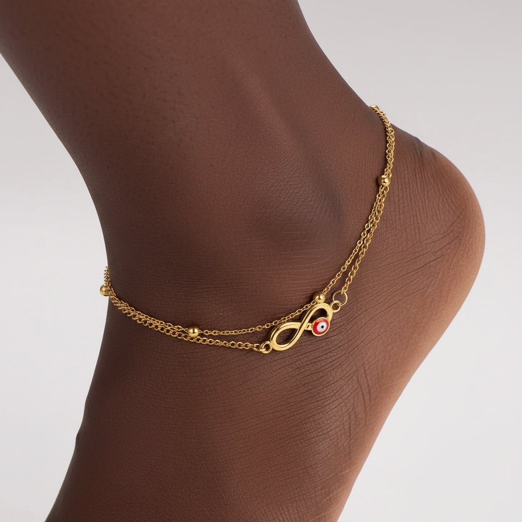 Gold Evil Eye Infinity Beaded Bracelet