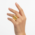 Gold Wide Hammered Surface Open Ring