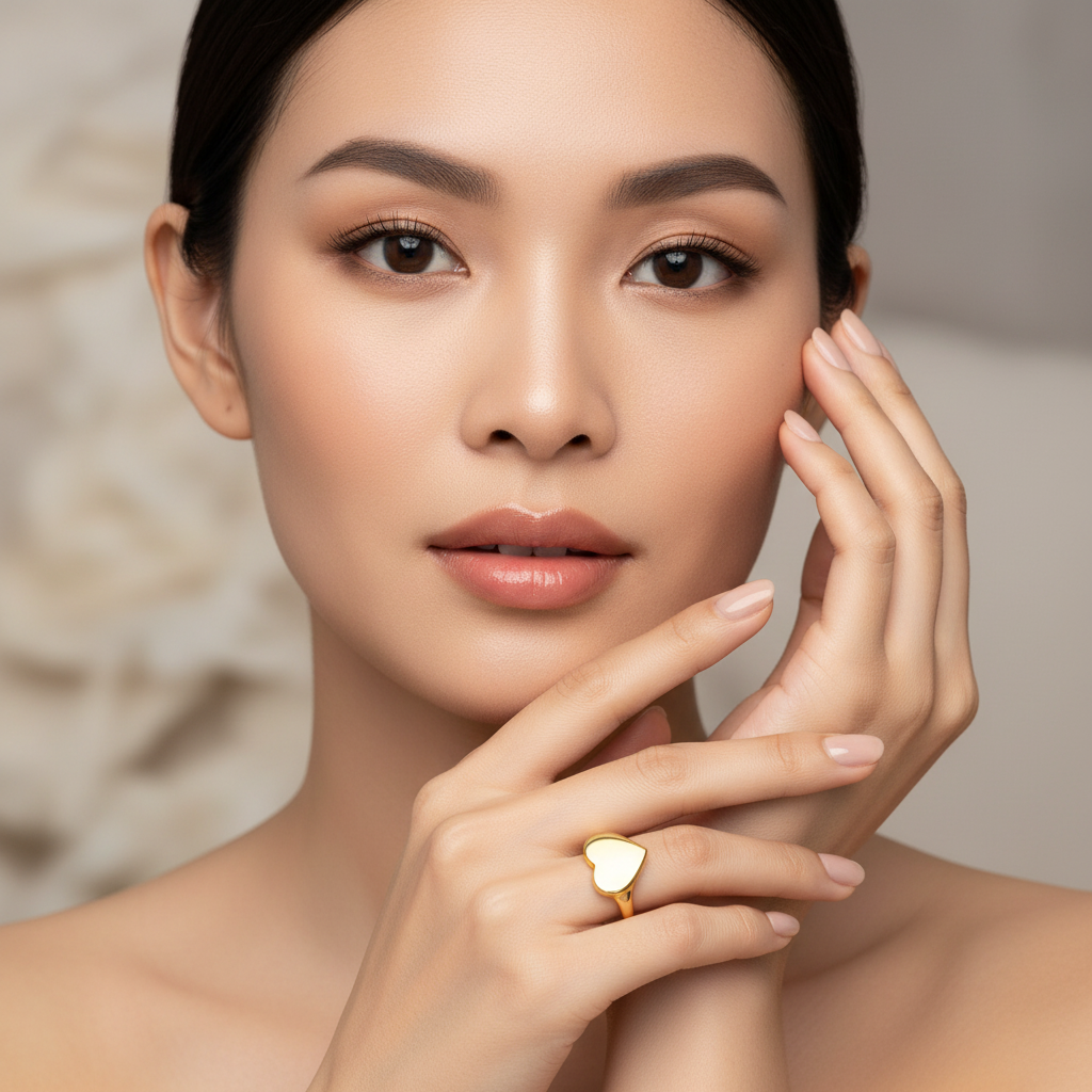 Gold Minimalist Heart Slim Ring