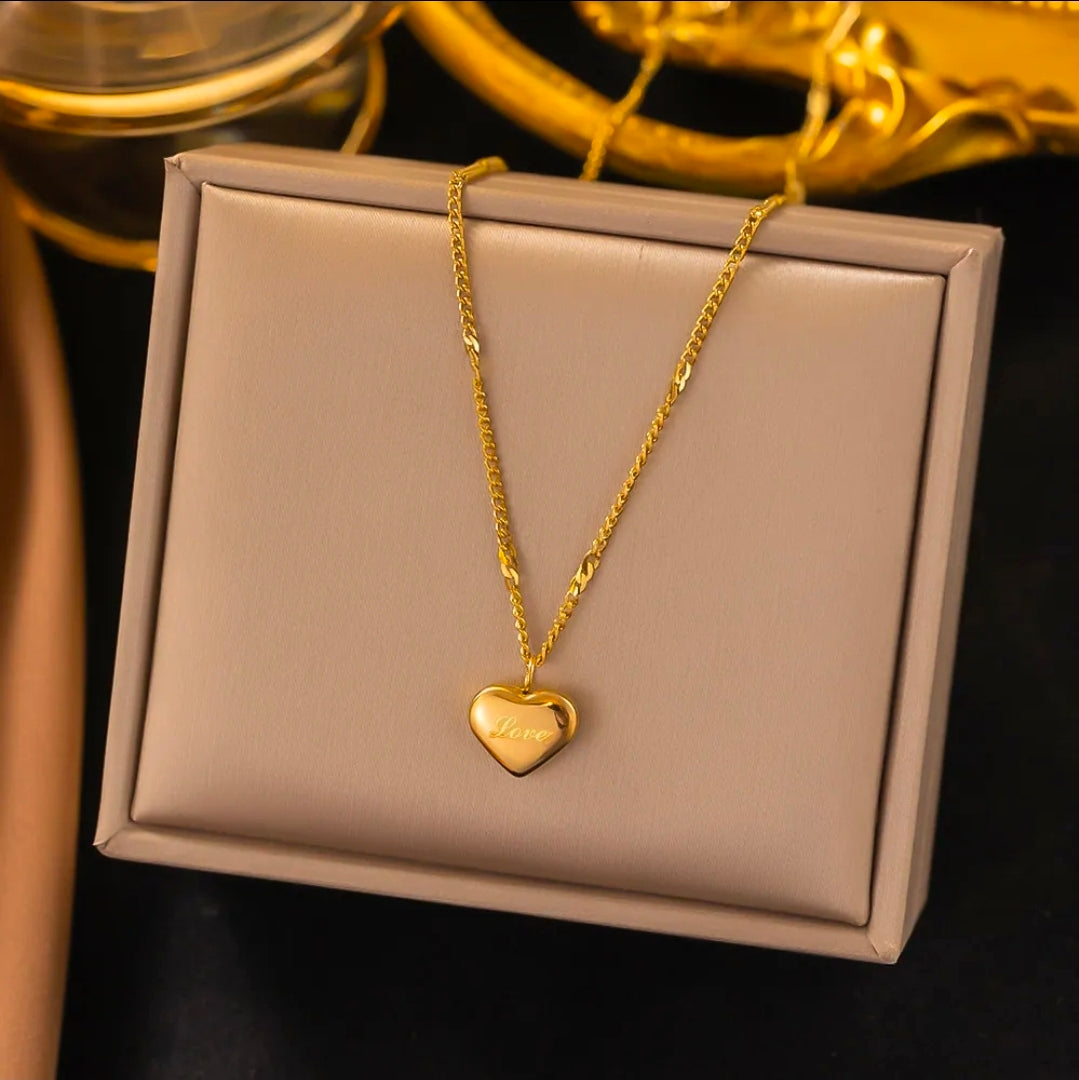 Heart Pendant Gold Plated Stainless Steel Necklace For Women Fashion Jewelry Minimalist