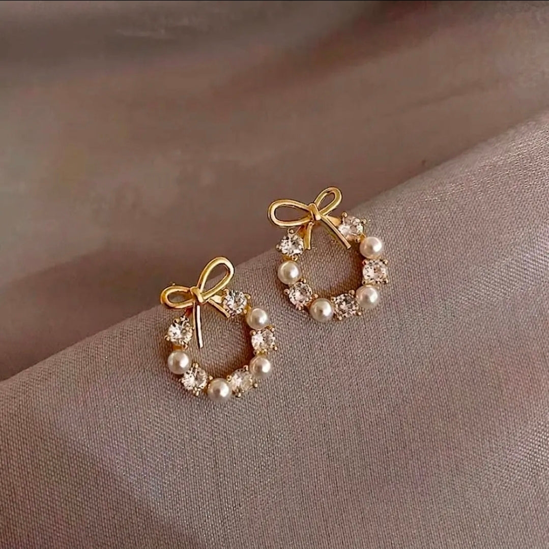 Alloy Rhinestone Artificial Pearl 
Earrings With 925 Sterling Silver Earring 
Post Elegant Butterfly Heart Geometric 
For Women