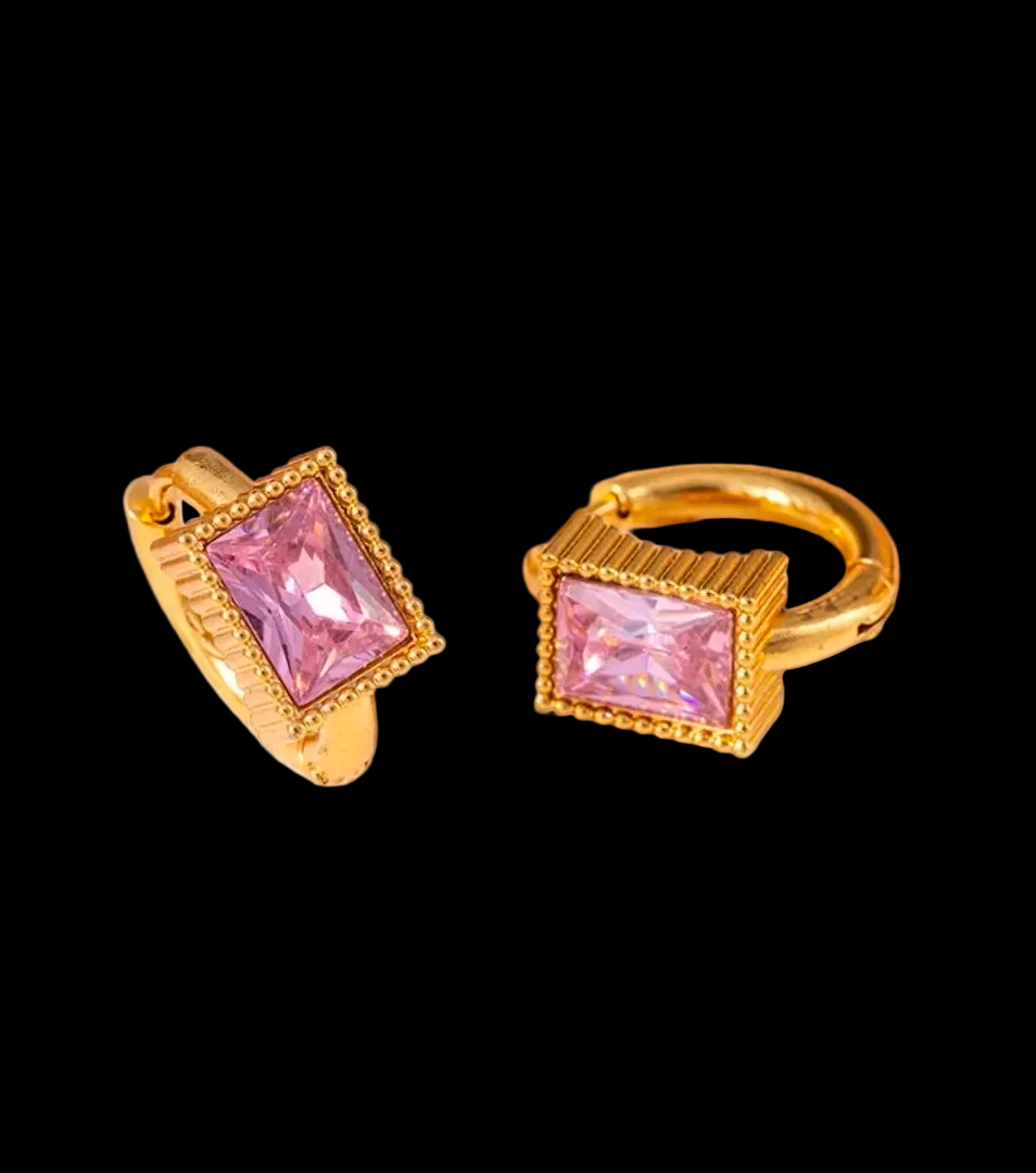 Vintage Stainless Steel Hoop 
Earrings Colorful Cubic Zirconia Heart 
Star Geometric Dangle Fashion Jewelry 
Gifts For Women