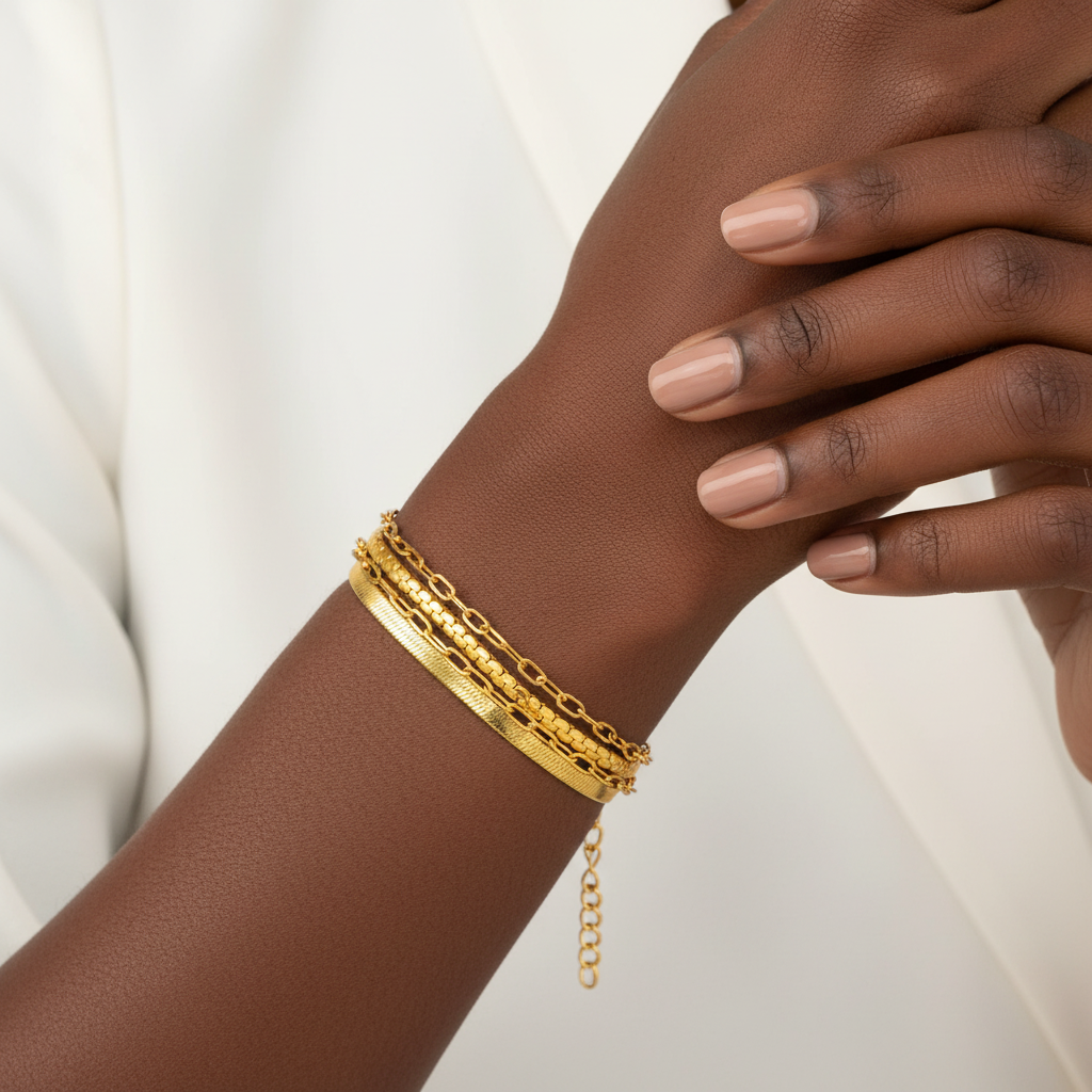 Gold Triple Layer Chain Bracelet