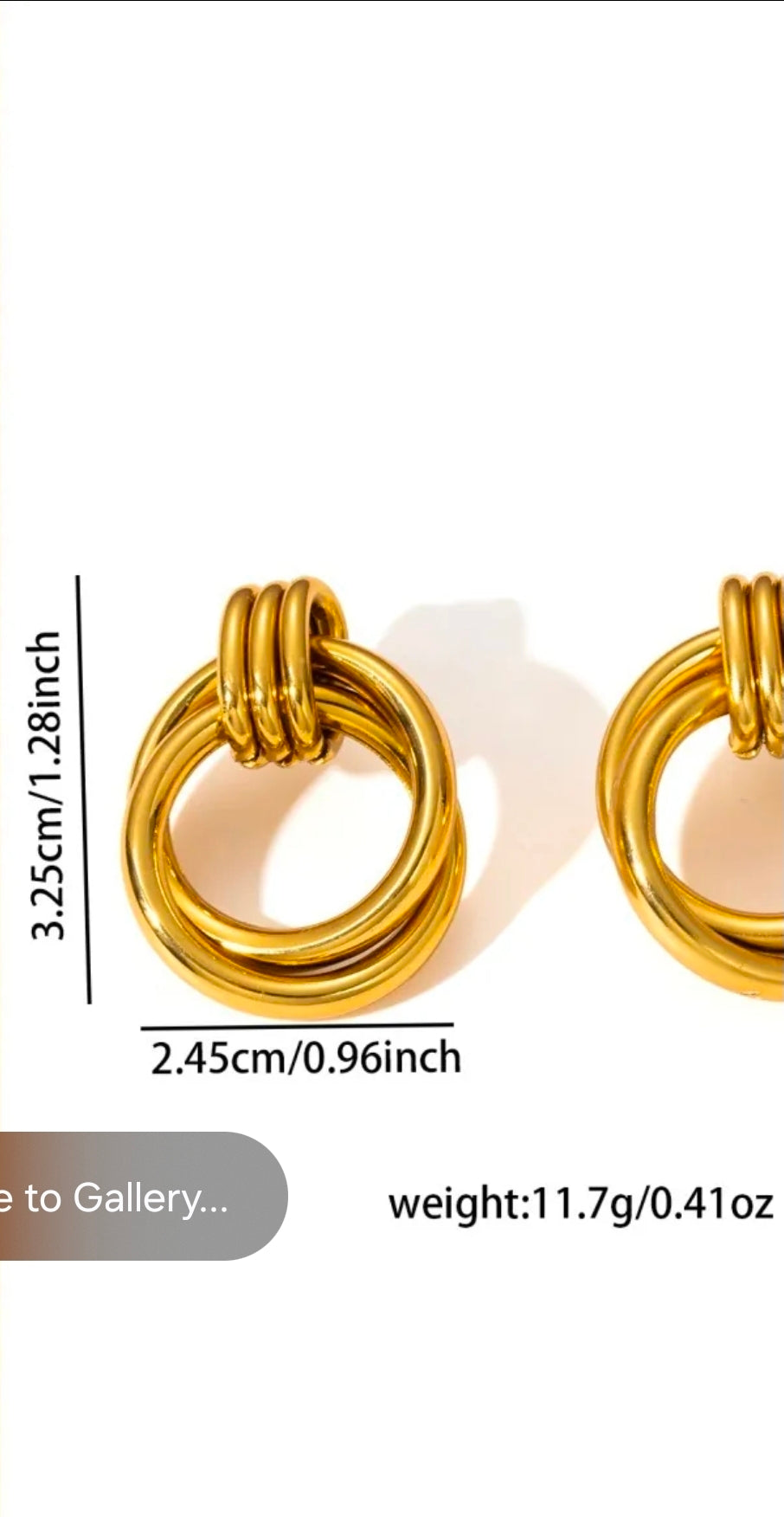 Gold Triple Loop Intertwined Hoop Earrings