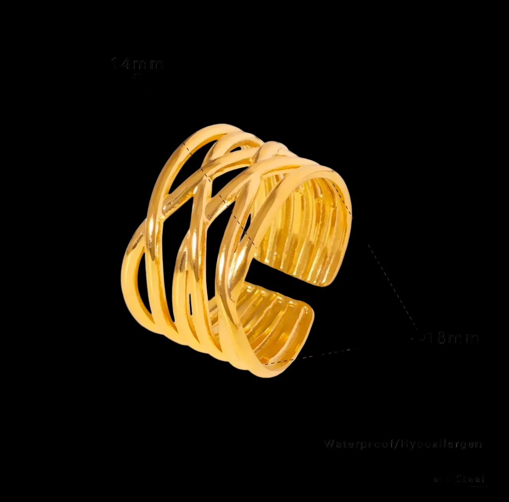 Gold Multilayer Line Wrap Ring