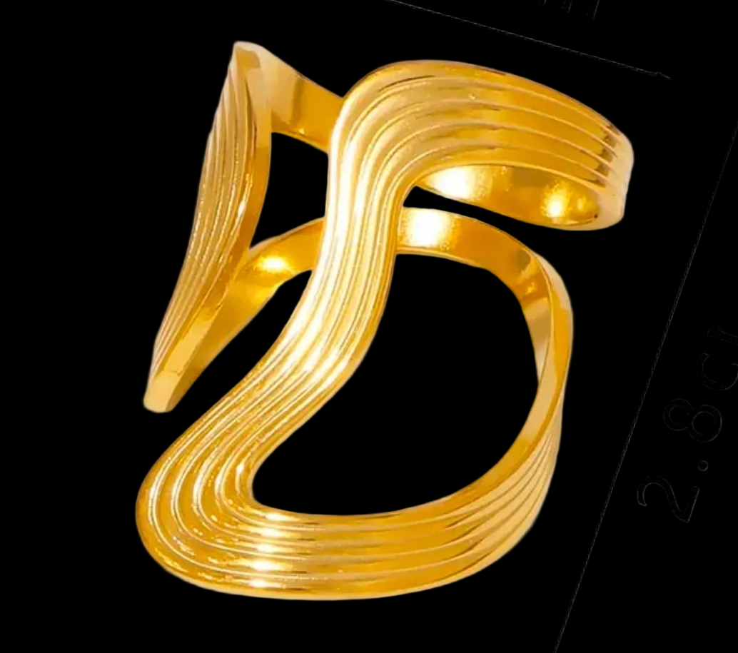 Gold Wave Hollow Open Ring
