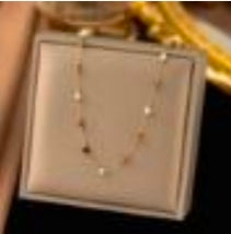 Colorful Beads Gold Plated Stainless Steel Necklace For Women Fashion Jewelry Minimalist