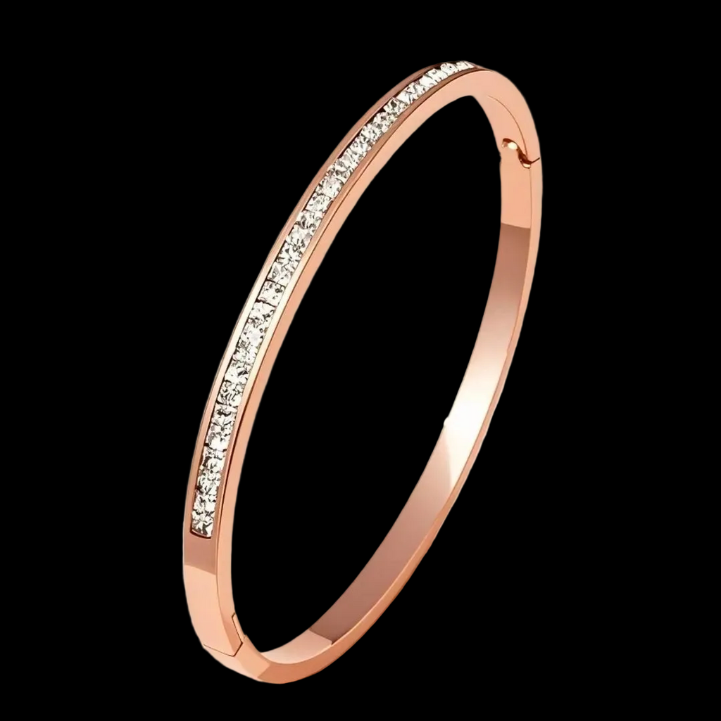 Stainless Steel Bangle For Women 
Clover Roman Numeral Nail Design 
Rhinestone Inlaid Gold Rose Gold Luxury 
Fashion Jewelry